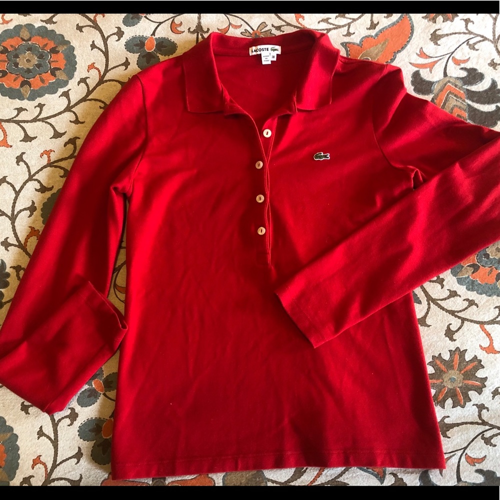 Lacoste Basic Red Long Sleeve Polo Shirt